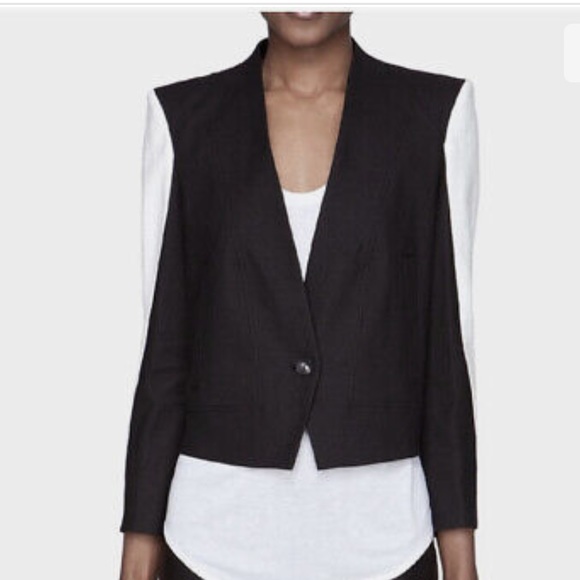 Helmut Lang Jackets & Blazers - Helmut Lang Era Blazer Black White Colorblock Structured Shoulders Size 10